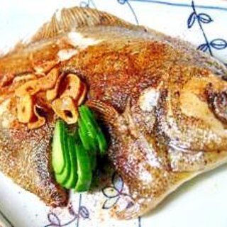 カレイの唐揚げ　アーリオ・オーリオ風味